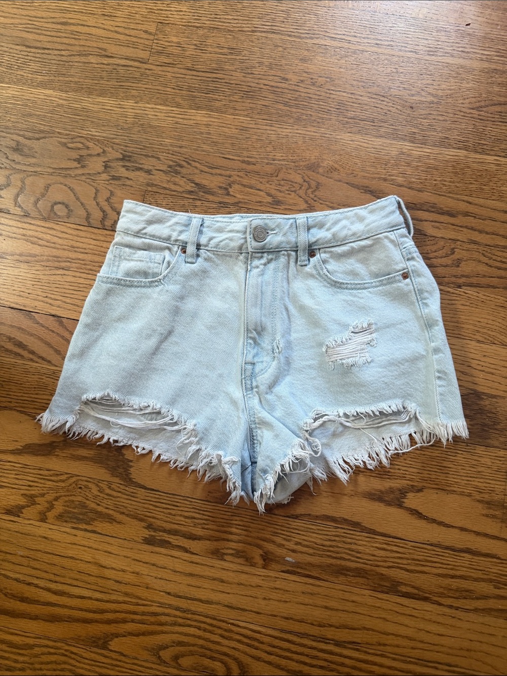 PacSun Light Wash Frayed Denim Shorts